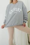 Oxford Baskılı Sweatshirt-Gri