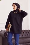 İki İplik Kanguru Cep Sweatshirt-Siyah